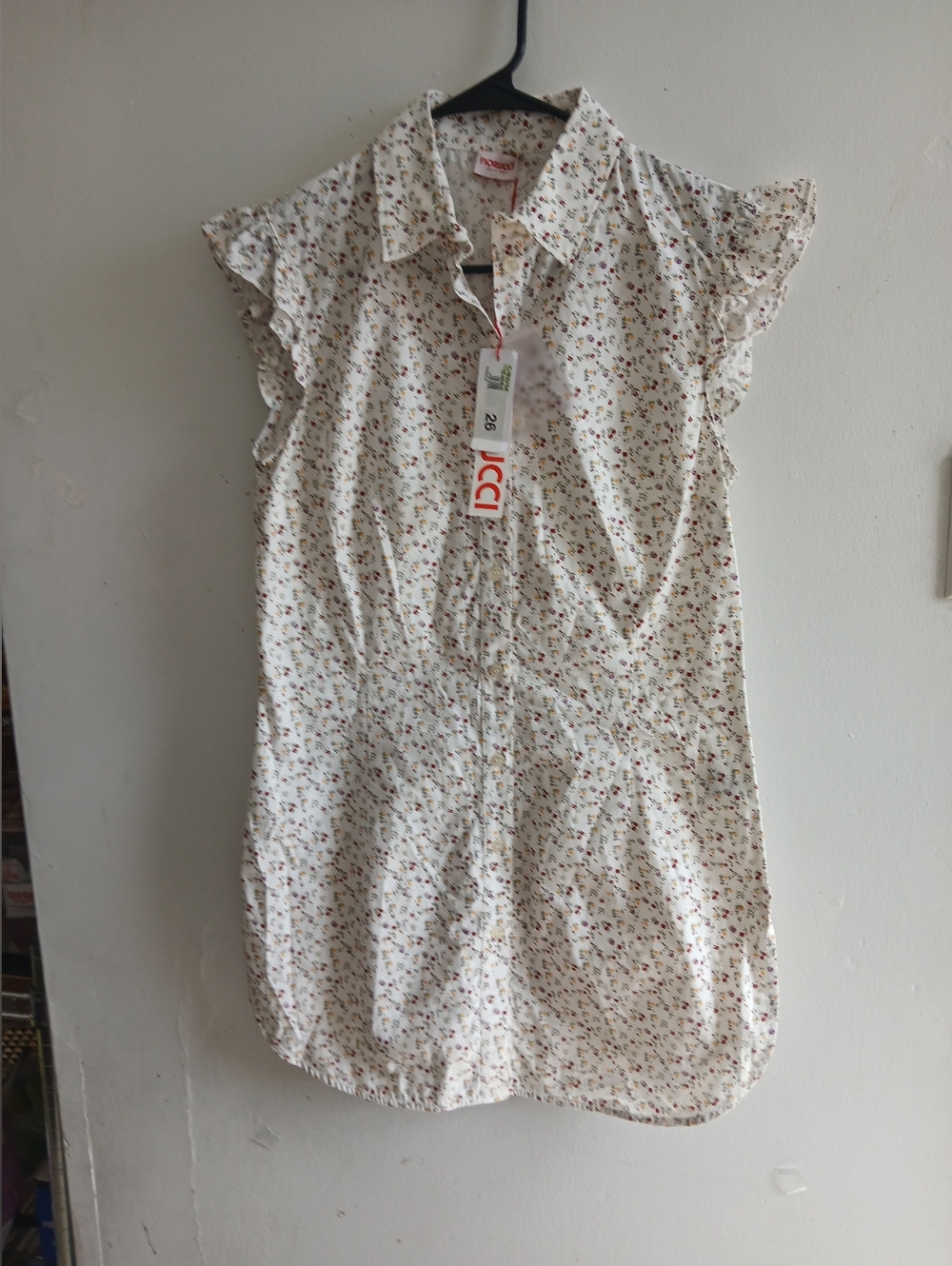 Fiorucci Cream Floral Button-Front Midi Dress